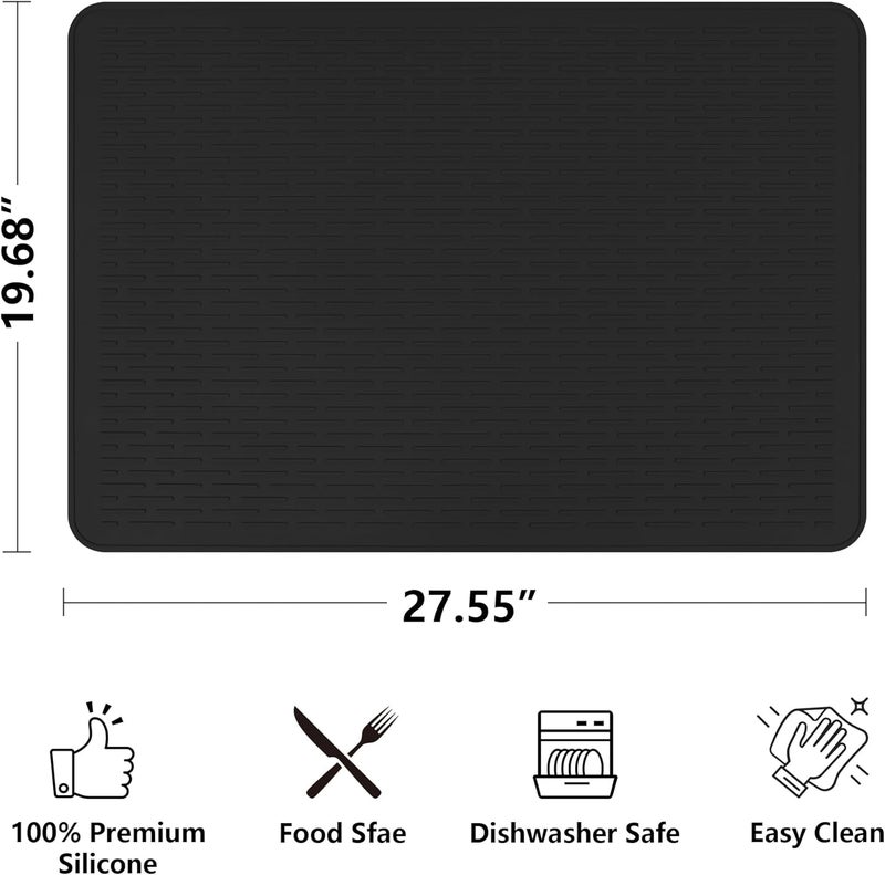 Anevna Stove Top Cover for Electric Stove- Range Covers for Electric Stove,Silicone XXL Dish Drying Mat, Glass Cooktop Covers, Flat RV Range top Mats (Black, 28"x20") - Image 2